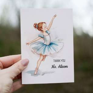 Thank You Blue Watercolor Ballerina Dancer