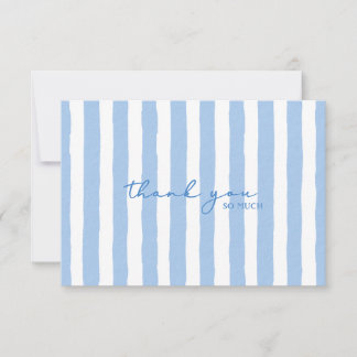 Thank You Blue Watercolor Stripe Note Card