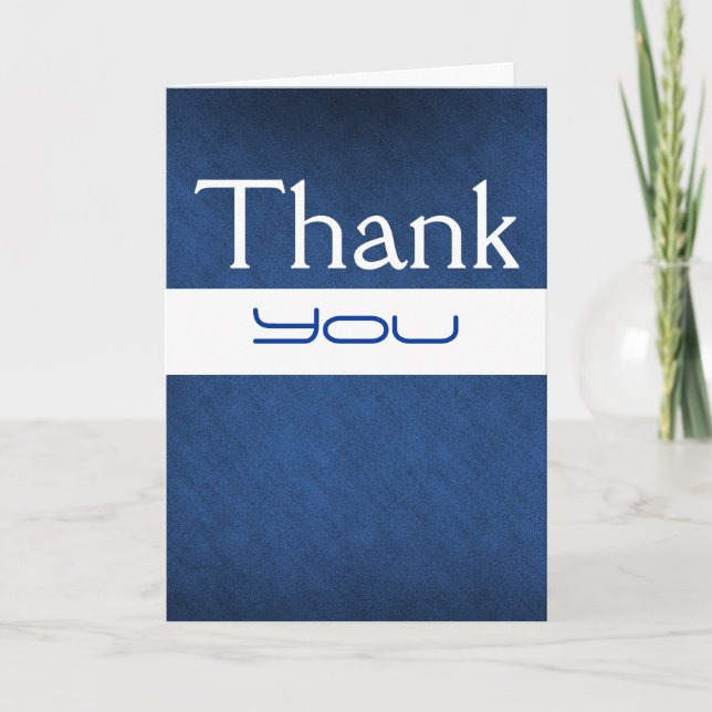 "thank you" blue white birthday wedding thank you card (Front)