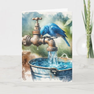 Thank You Bluebird On a Retro Faucet Card
