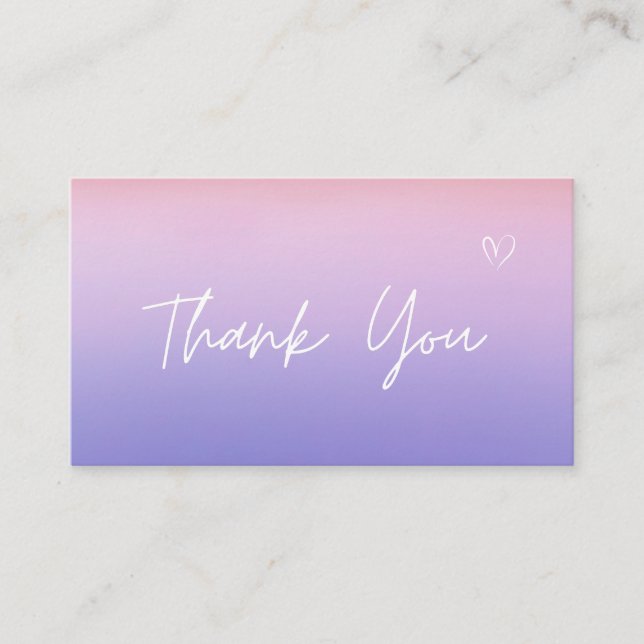 Thank You Blush Pink Purple Ombre Gradient Trendy  Business Card (Front)