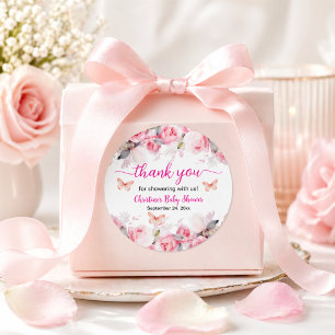 Thank you Blush Roses Baby Shower Classic Round Sticker