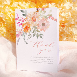Thank You Blush & Teal Spring Floral Baby Shower Card