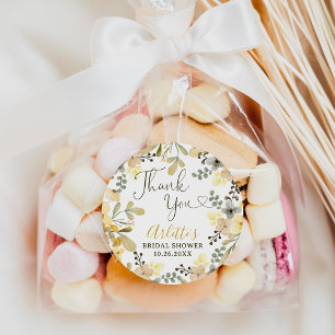 Thank you boho floral autumn chic bridal shower classic round sticker