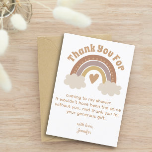 thank you boho rainbow baby shower stylish card
