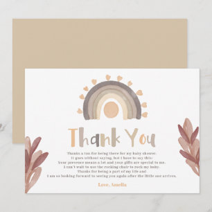 Thank you boho rainbow sunshine baby shower card