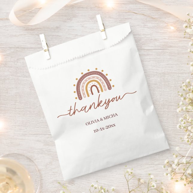  Thank You Boho Rainbow Wedding Favour Bag  (Clipped)