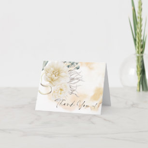 Thank You BOHO Watercolor Cream Yellow Peony Card