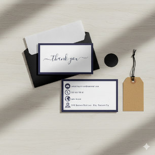 Thank you bold border and blue icons elegant enclosure card