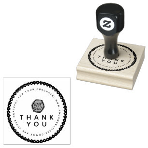 Thank You Bold Hearts  Boutique Business Logo  Rubber Stamp