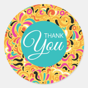 Thank You Boldy Coloured Abstract Classic Round Sticker