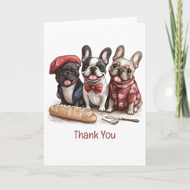 Thank You Bonjour French Bulldogs Card (Front)