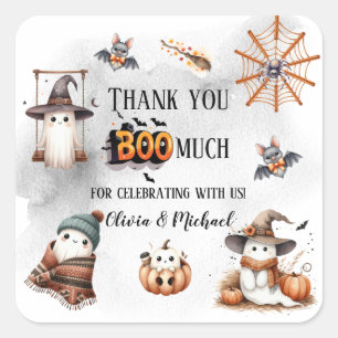 Thank You Boo Much Cute Spooky Ghost Square Sticker