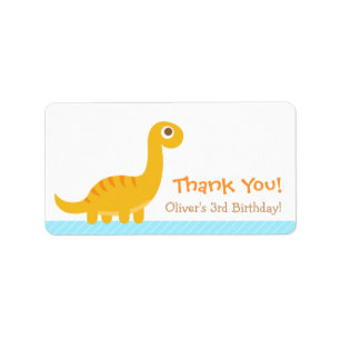 Thank You, Brachiosaurus dinosaur theme party Label