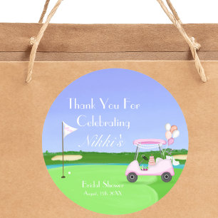 Thank You Bridal Golf Bridal Shower Brunch  Classic Round Sticker