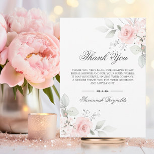 THANK YOU BRIDAL SHOWER PINK FLORAL ROSES CARD