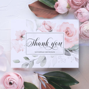 THANK YOU BRIDAL SHOWER PINK FLORAL ROSES CARD
