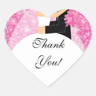 Thank You Bridal Shower Sticker Bride Groom Pink