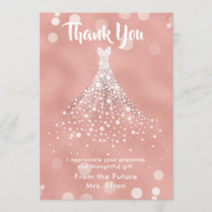 Thank You Bridal Shower Wedding Dress Rose Gold Card