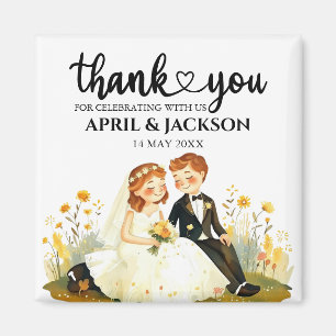Thank You Bride Groom Ilustration Magnet