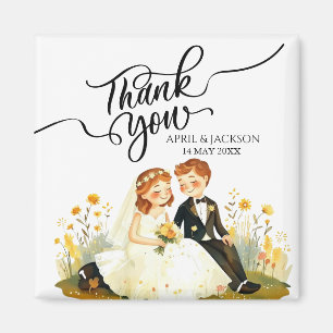 Thank You Bride Groom Ilustration Magnet
