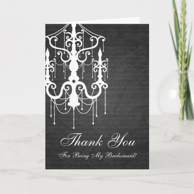 Thank You Bridesmaid Chandelier Black Card (Front)