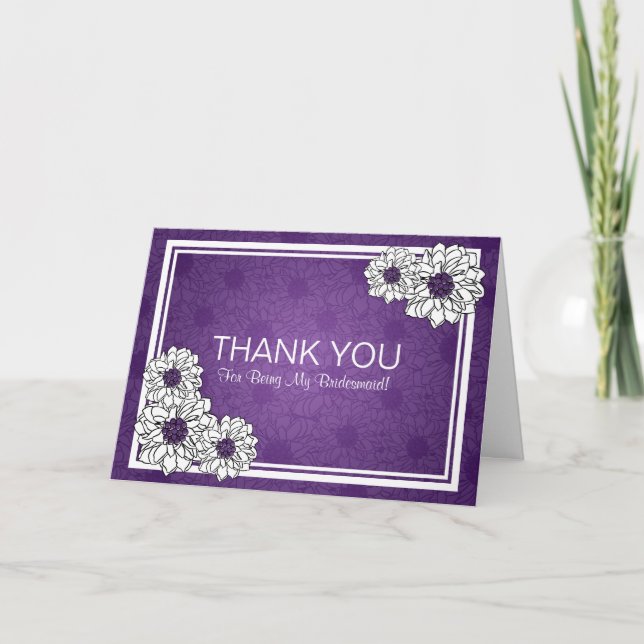 Thank You Bridesmaid Dahlia Floral Purple (Front)