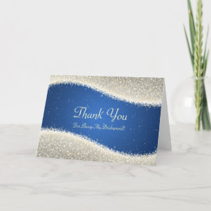 Thank You Bridesmaid Dazzling Sparkles Blue Card