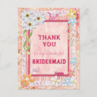 Thank you Bridesmaid, flowers craft card