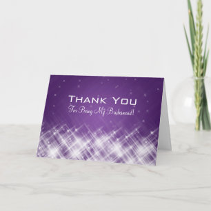 Thank You Bridesmaid Glamourous Sparks Purple Card