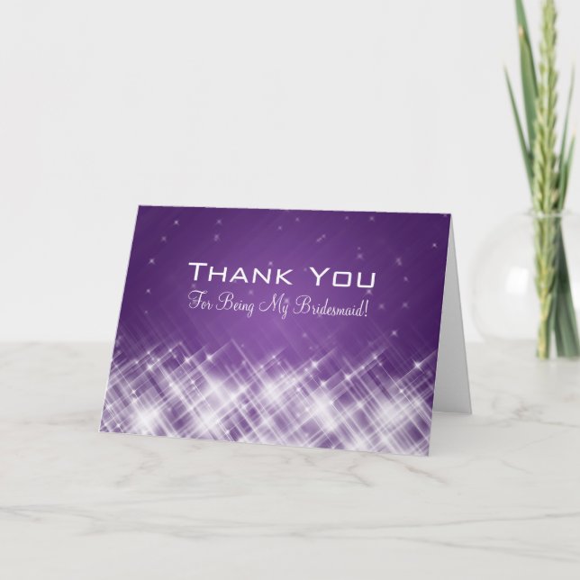 Thank You Bridesmaid Glamourous Sparks Purple Card (Front)