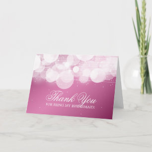 Thank You Bridesmaid Glow & Sparkle Pink Card