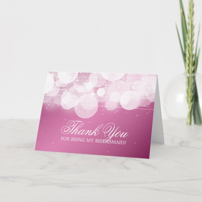 Thank You Bridesmaid Glow & Sparkle Pink Card (Front)