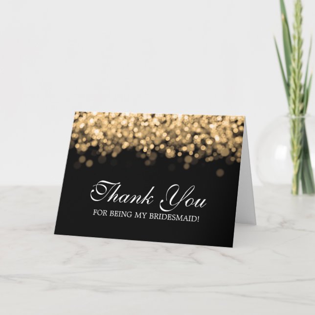 Thank You Bridesmaid Gold Lights Card (Front)