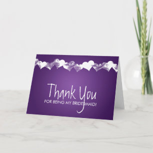 Thank You Bridesmaid Grunge Hearts Purple