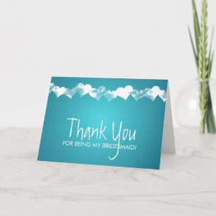 Thank You Bridesmaid Grunge Hearts Turquoise