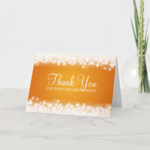 Thank You Bridesmaid Magic Sparkle Orange Card