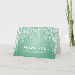 Thank You Bridesmaid Night Dazzle Mint Green Card