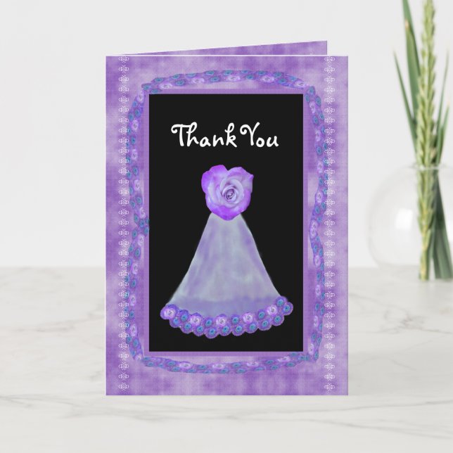 THANK YOU Bridesmaid PURPLE Gown and Heart Rose (Front)