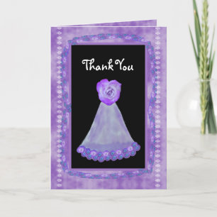 THANK YOU Bridesmaid PURPLE Gown and Heart Rose Card