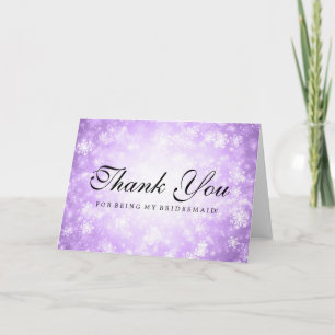 Thank You Bridesmaid Purple Winter Wonderland Card