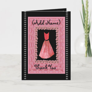 THANK YOU Bridesmaid RED Gown & PINK Cloud Frame Card