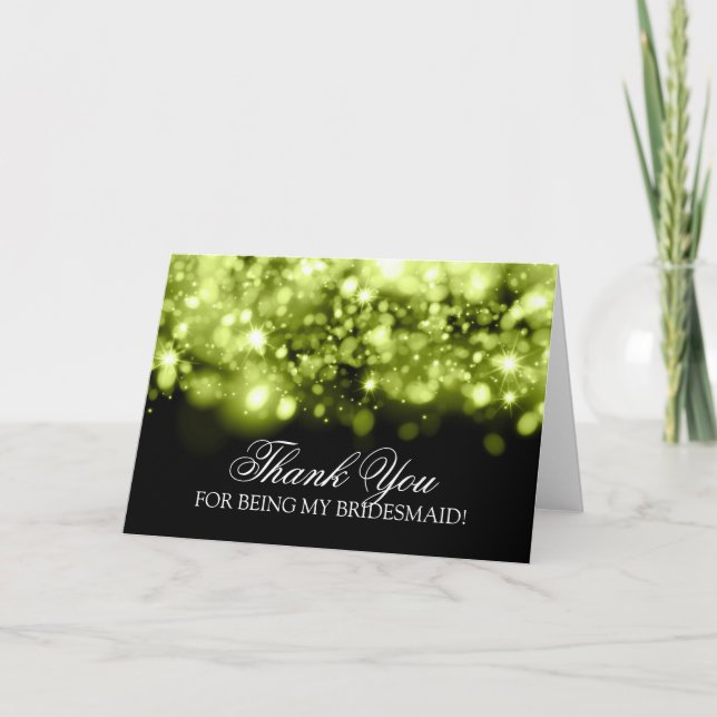 Thank You Bridesmaid Sparkling Lights Lime Black (Front)