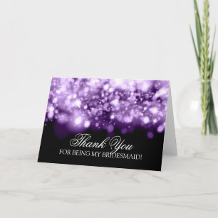 Thank You Bridesmaid Sparkling Lights Purple