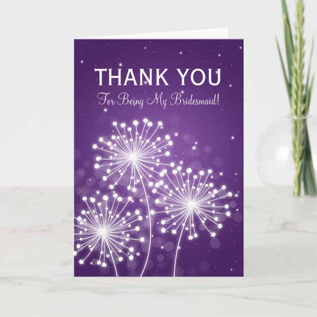 Thank You Bridesmaid Summer Sparkle Purple Card (Front)