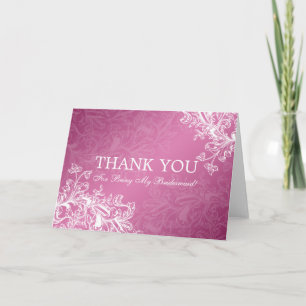 Thank You Bridesmaid Vintage Swirls Pink