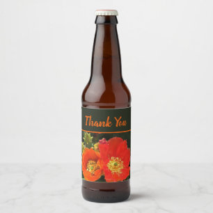 Thank You Bright Cactus Flowers Appreciation Beer Bottle Label