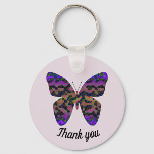 Thank You Bright Colourful Butterfly Appreciation Key Ring