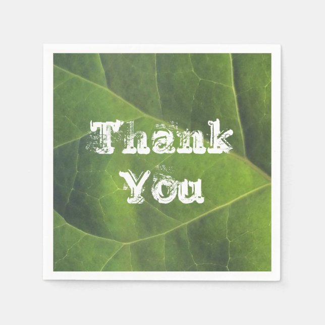 Thank You Bright Green Leaf Photo Appreciation Napkin (Front)