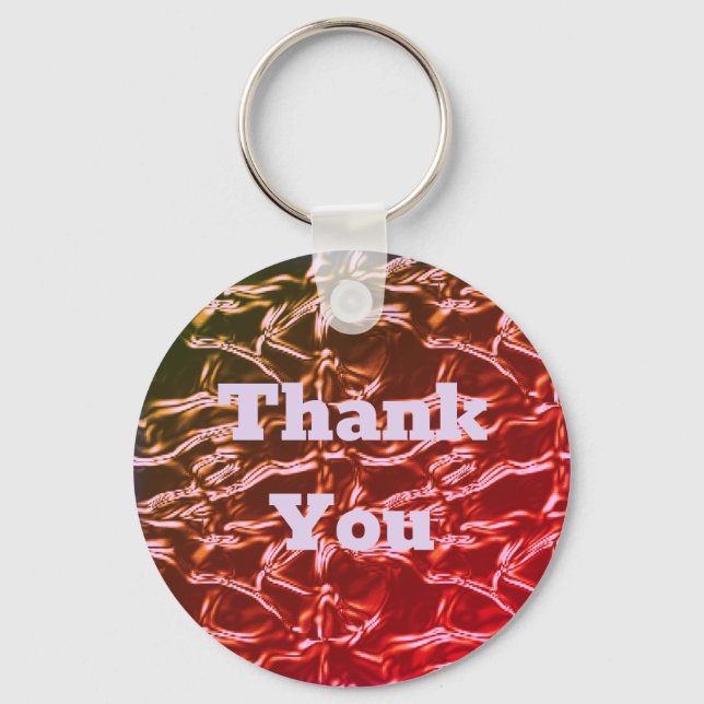 Thank You Bright Pink Metallic Shiny Abstract Key Ring (Front)